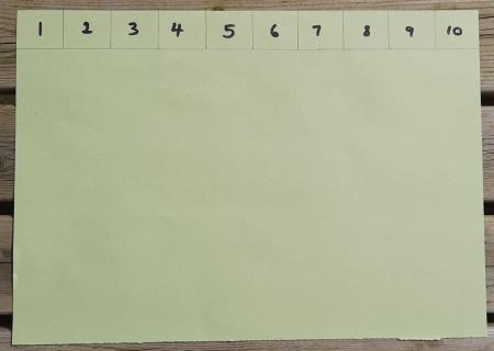 Page with numbers 1 to 10 in squares at top