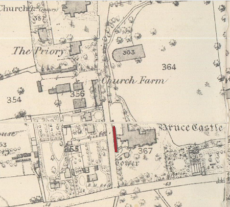 map from 1864 with highlighted section