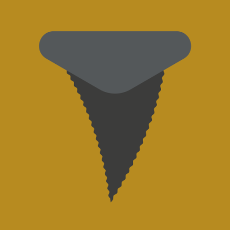 Image of grey sharks tooth on yellow background