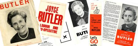 collage of joyce butler election campaign material