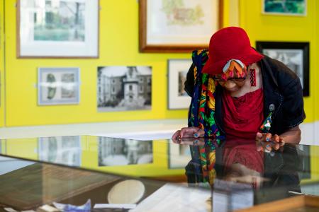 visitor in local history museum 