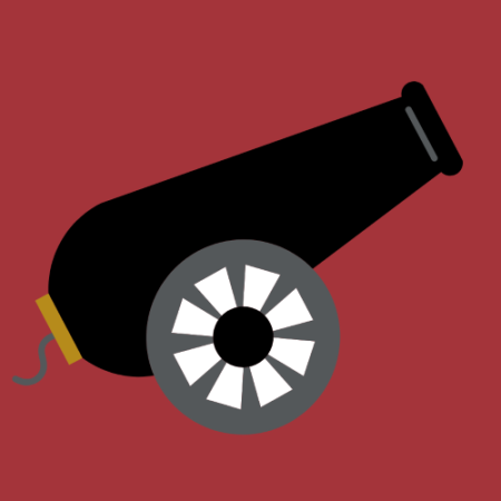 Black cannon on a red background