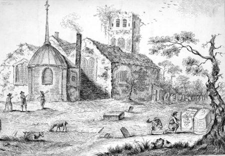 18th century drawing of a church
