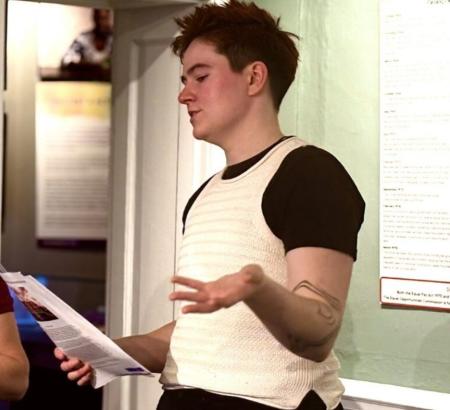 person giving gallery talk