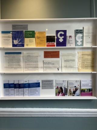 flyers on display in exhibition