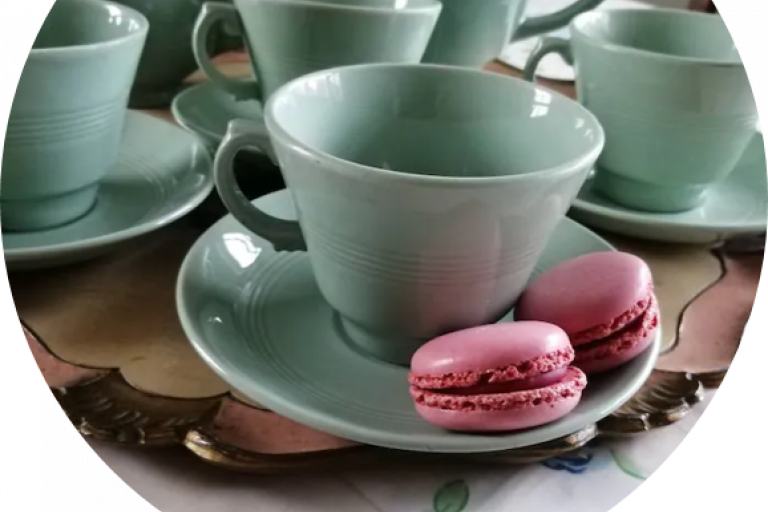 Teacups and teapot