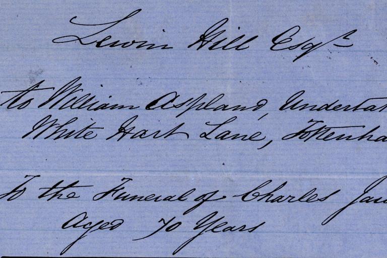 Funeral note of Charles Jarworski
