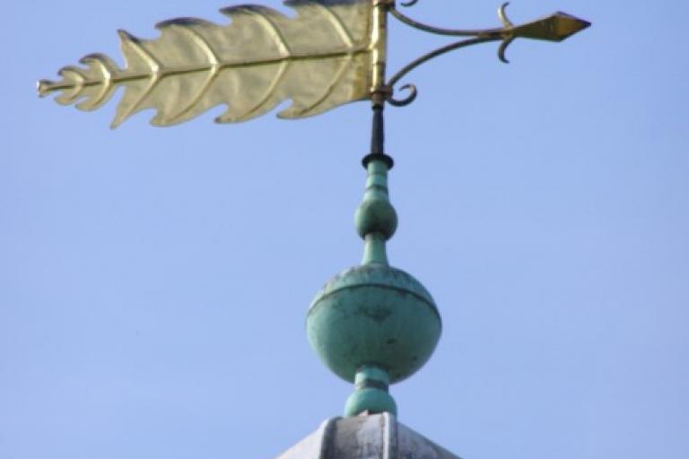 The Bruce Castle Museum weathervane on a sunny day