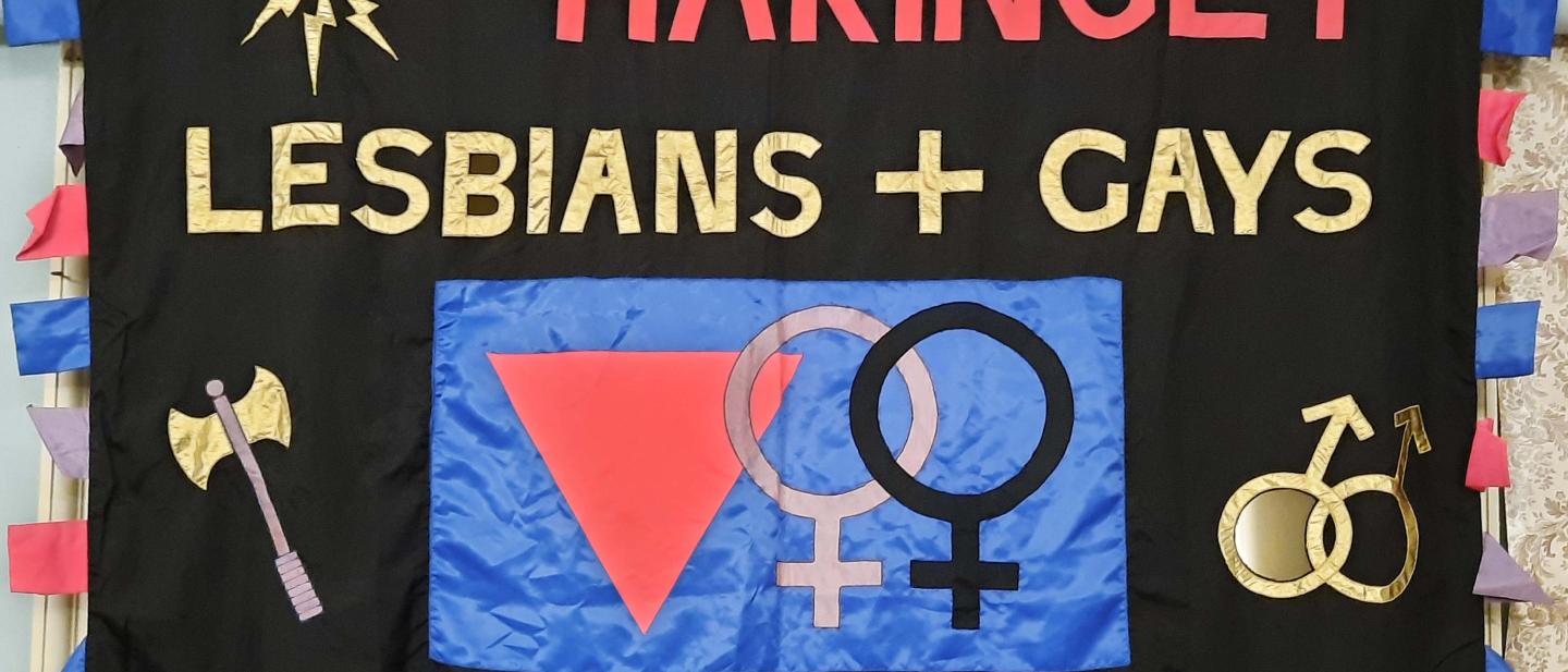 handmade banner for haringey lesbian and gay unit