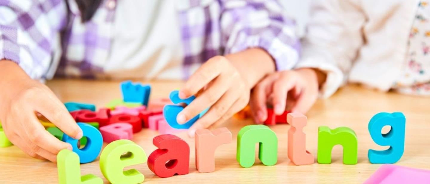 toy letters that spell the word 'learning'