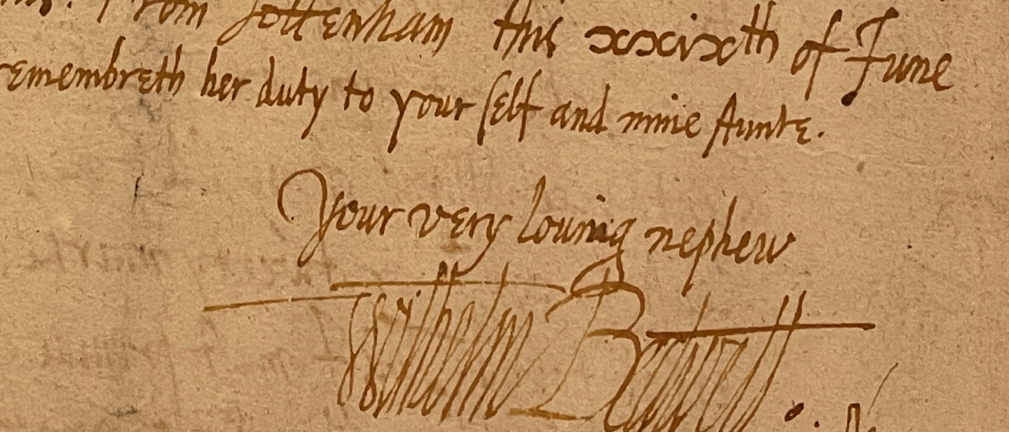 Bedwell's signature on manuscript showing the word Tottenham