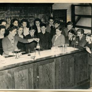 hornsey county grammar students in science class