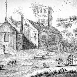 18th century drawing of a church