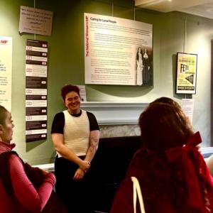 person giving gallery talk